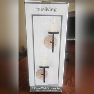 True Living 2 Piece Wall Sconce Set Glass Candle Holders Home Decor